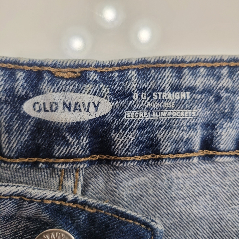 Old Navy O.G Straight High Rise Classic Blue Denim Jeans Size 6 - Picture 5 of 14